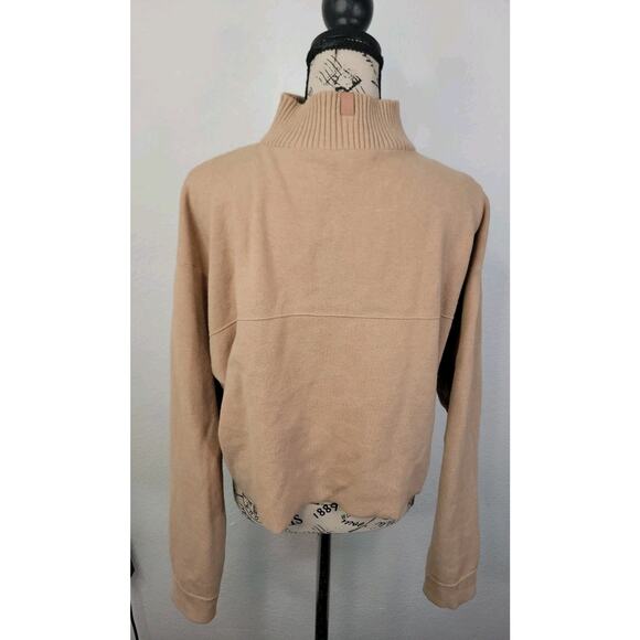 LUNYA Sweater Womens Sz Small Tan Crop Cozy Cotton Silk Pullover - Picture 5 of 11